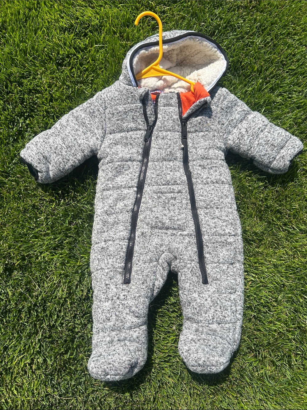 Ben Sherman Gray Sherpa-Lined Baby One-Piece Footie
